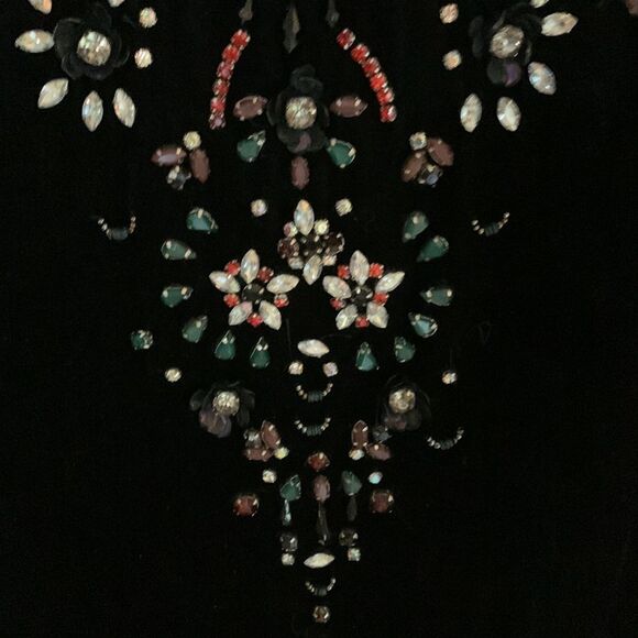 Ecote’ Jasmina crystal embellished black velvet sleeveless shift dress - Picture 8 of 12